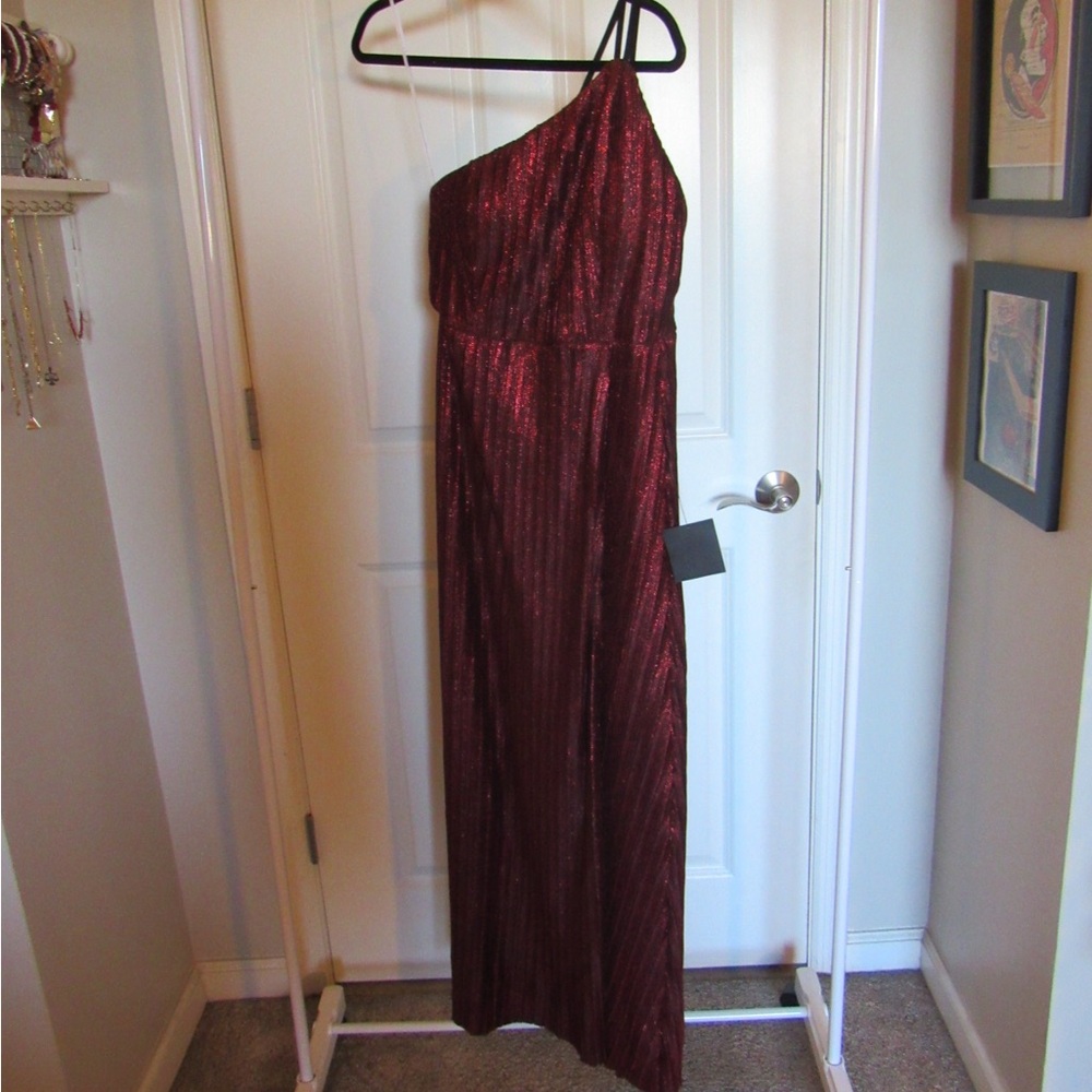Lulus Red One-Shoulder Dress with Slit